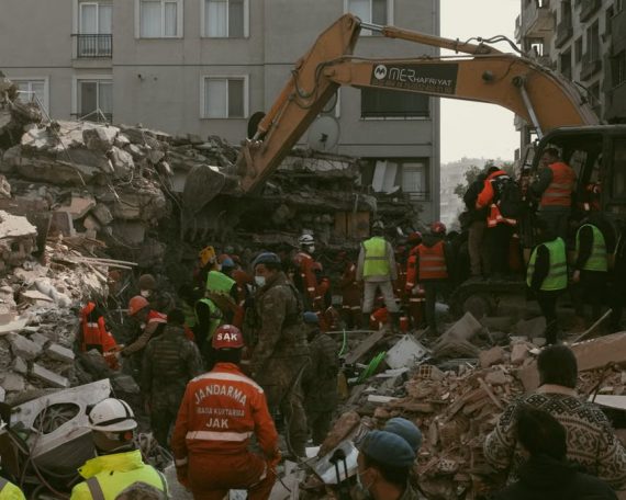 Rescuers work tirelessly amidst rubble in Antakya, Hatay, Türkiye, after an earthquake.